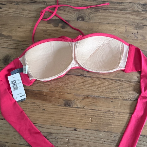 NWT Kenneth Cole Swimsuit Top Pink Ruffle Tie Neck Size Med - Picture 4 of 11